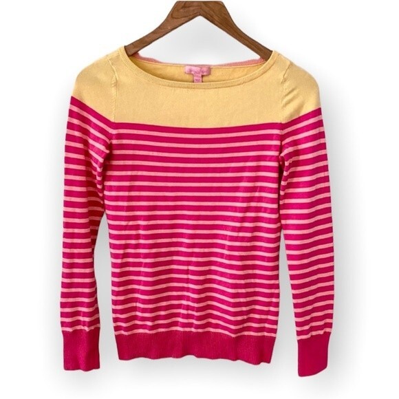 Lilly Pulitzer pink stripe knit sweater size small - Picture 2 of 7